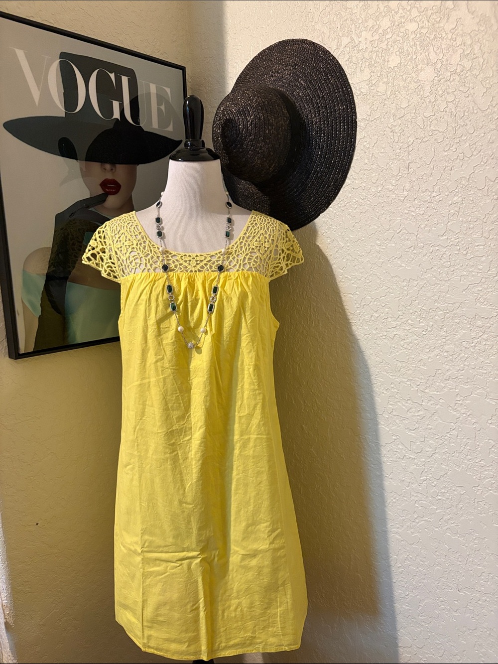 Annabella Yellow Crochet Yoke Summer Dress